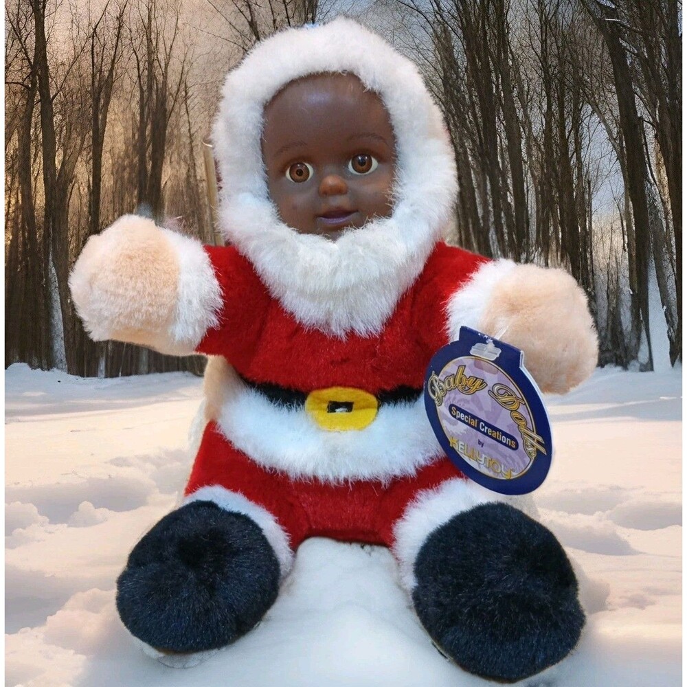African American Santa Claus Baby Dolls 11" 2000 Special by Kelly Toy With Tags